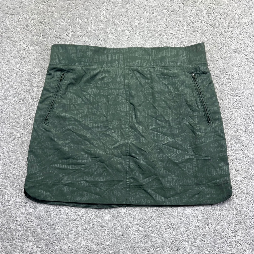 Orvis Skort Womens Large Green Camo Snakeskin Print Active Zip Pockets Hikin